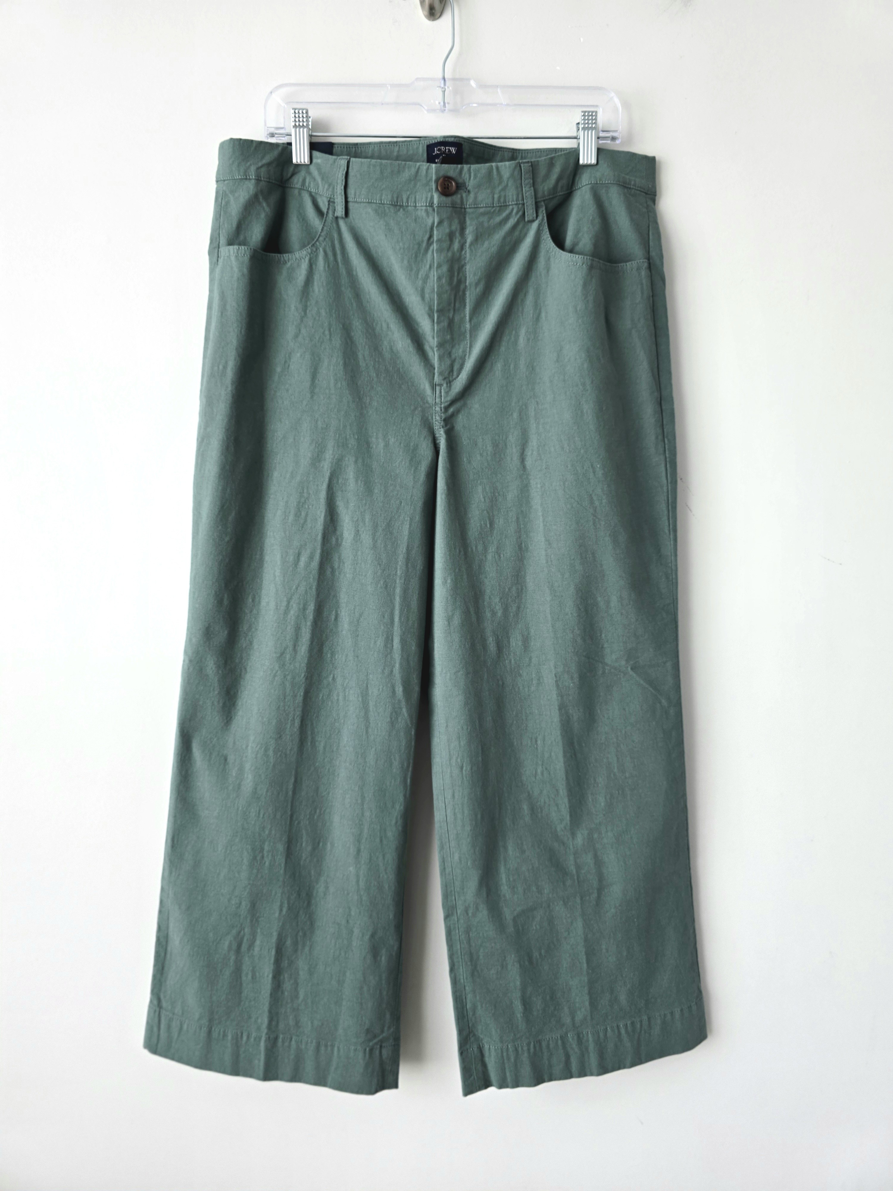 J. Crew Ella Wide Leg Crop Pant 32 Olive Green Nwt